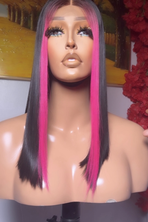 14” luxury unit 200 gram with pink highlight closure